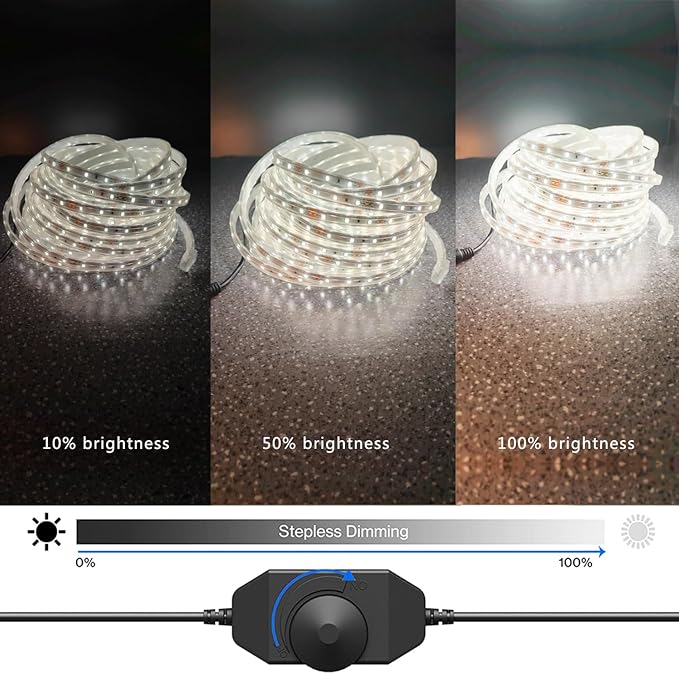 2-Pack 33ft Outdoor Rope Lights Waterproof, Flat & Flexible Led Outdoor Lights, Dimmable Rope Lighting, 12v Rope Light for Outside, Indoor Bedroom, Kitchen, Pool, Backyards