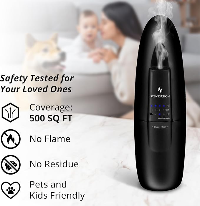 Plug-in Essential Oil Diffuser - Silent & Waterless Aromatherapy - Cold Air Diffusion, Wide Area Coverage up to 500 SqFt - Ideal for Home, Office, Spa (Plug-in Diffuser - Black)