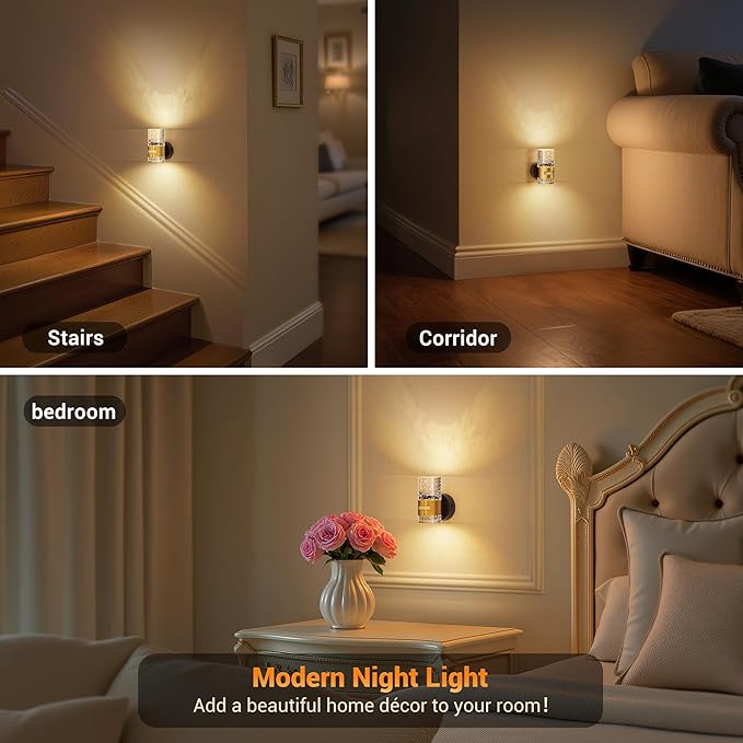 JandCase Motion Sensor Night Light, Wireless Rechargeable Night Light Wall Mounted, Motion Activated Night Lights, Dimmable Nightlight 3000K Warm White, for Bathroom Hallway Stairs
