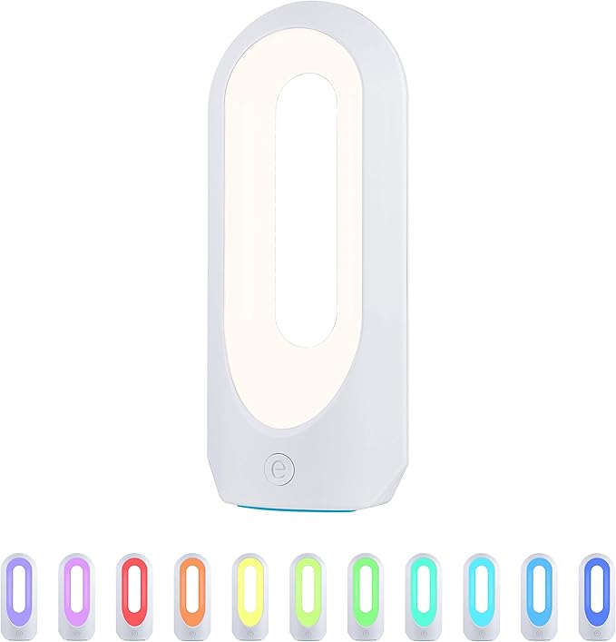 Enbrighten Color Changing LED Lamp, Modern Night, Dimmable Whites & Vibrant RBG Colors, Dorm Essentials, Ideal for Home Office, Gaming, Bedroom, Kids Room, Reading Light, 49632, Plastic, White