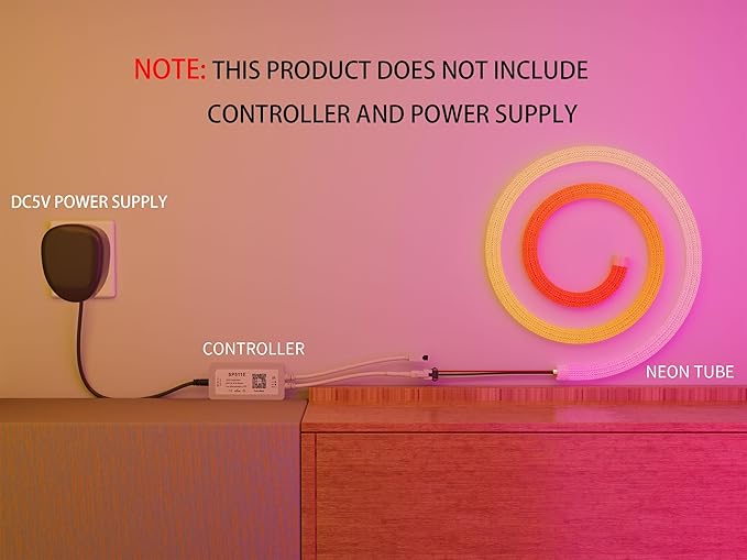 13.1FT WS2811 WS2812B 360 Degree Round Reticulate Pattern Neon LED Strip 50Leds/m Smart RGB+IC Flexible Silicon Dream Color Rope Light Tape DC5V(No Adapter or Controller)