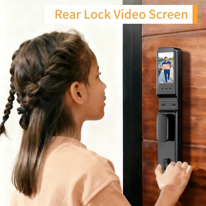 Smart Lock with Camera & Video Doorbell, 8-in-1 Keyless Entry Door Lock with Keypad, Smart Deadbolt for Front Door, Fingerprint Lock Built-in Wi-Fi, Voice Control & Remote Control, Two-Way Talk