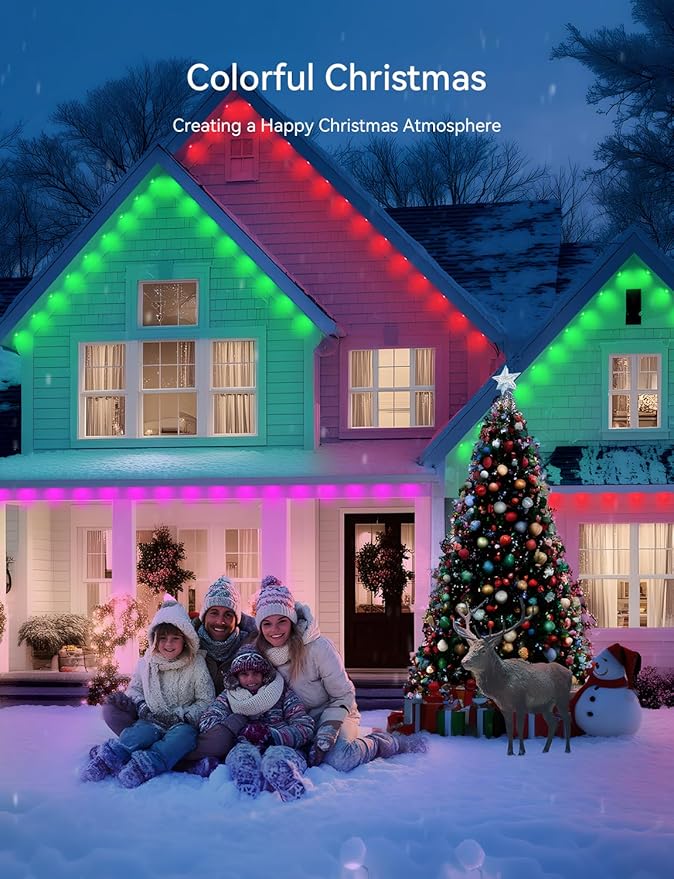 Permanent Outdoor Lights for House -Eaves Lights 150FT with 75 IC+RGBCW LED IP67 Waterproof, Smart Outside LED Christmas Light with App/Remote, Eternity Lighting for Holiday/Daily