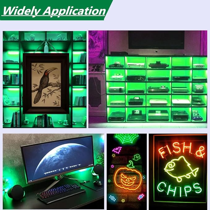 Ourbest EL Wire Lights Battery Powered, Wearable Led Wire Lights 5in1 neon String Light,DIY neon Sign kit Stay/Slow/Fast Flash Party Decoration 1M Green