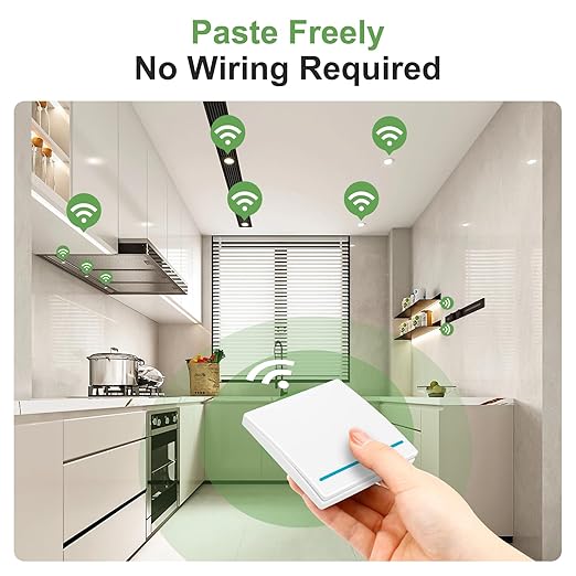 RGBZONE Wireless Light Switch and Receiver Kit, 100FT RF Range Remote Control, No Rewiring, AC85-240V Quick Create or Relocate On/Off Switches for Lamps (White)