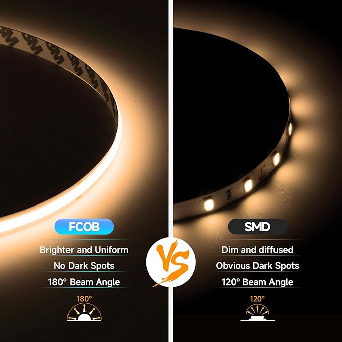 BTF-LIGHTING FCOB USB Powered Warm White 3000K COB LED Strip Lights 9.8FT 960LEDs 5V 8mm Width 90+ High CRI Ultra Bright Flexible Light for TV Backlight Display Cabinet PC DIY Decor