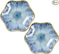 2Pcs Ceramic Jewelry Dish - Lotus Leaf Shape, for Ring Holder Necklace Small Key, Suitable for Mother Friend Sister, Gifts for Women, Cute Plate Trinket Tray, Home Decor (Light Blue-2PCS)