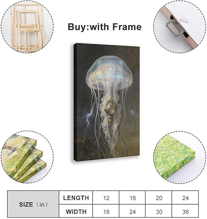 Framed Fantasy Wall Art for Living Room TV Wall Futuristic Tech Inspired Home Decor 20x30inch(50x75cm)