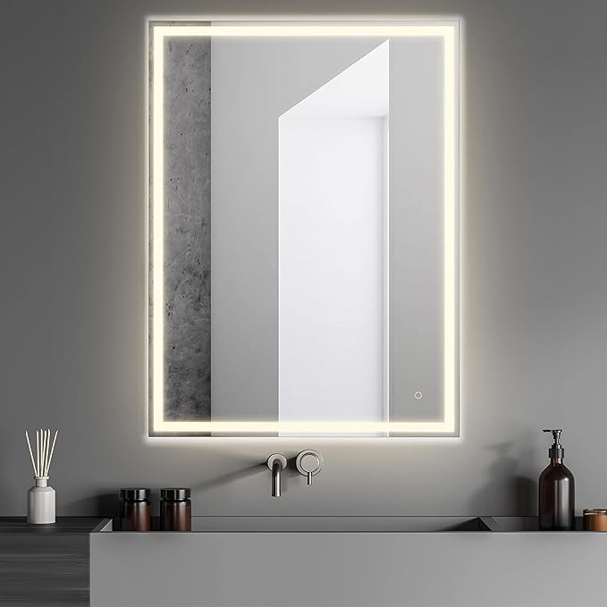 JONATHAN Y MIR100A-3648 Pax 36 in. W x 48 in. H Large Rectangular Frameless Antifog Front/Back-Lit Wall Bathroom Vanity Mirror with Smart Touch