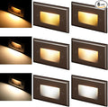 LEONLITE 3CCT LED Step Lights 120V-277V, 150LM 2.5W Dimmable Horizontal Stair Lights Indoor Outdoor IP65, CRI90 & ETL, 2700K3000K4000K Selectable Zinc Alloy Staircase Lights, Oil Rubbed Bronze, 6 Pack