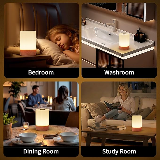 Night Light, Touch Bedside Table Lamp, Remote Control Dimmable Desk Lamp with RGB Color Changing, Portable Table Bedside Lamps for Bedroom, Living Room