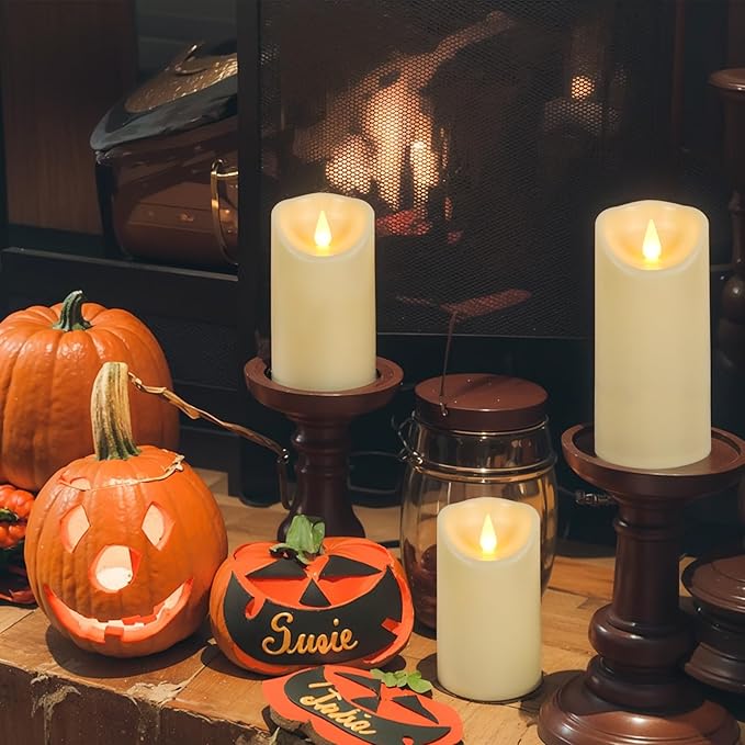 Flickering Flameless Candles with Remote Timer, LED Candles Battery Operated, Won’t Melt Plastic Velas Artificiales para Decoracion for Wedding Halloween Christmas Decor(Ivory, Set of 6)