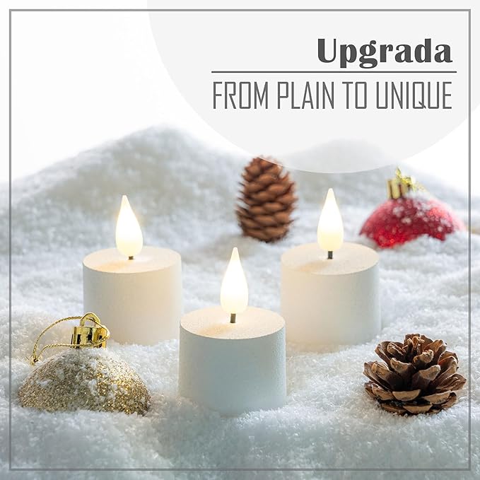 Smtyle White Flickering Flameless Candles with Remote – Battery Operated Set of 3 Long-Lasting Fake Votive Candles for Christmas Decor, Table Decorations & Home Mantel Display