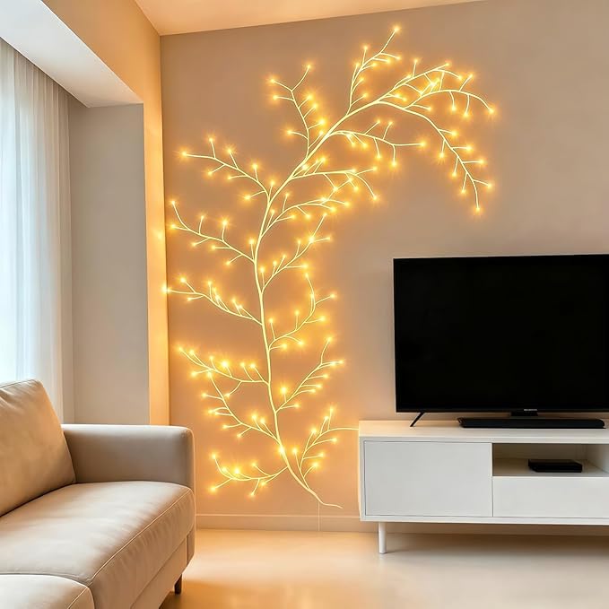 Willow Vine Lights with Remote for Wall: 7.5ft LED Enchanted Vines Lights DIY White Birch Tree Light for Room and Home Decor - Flexible Lighted Branches Light for Halloween & Christmas Decorations