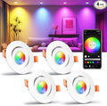 Smart 3 Inch LED Recessed Lighting, Ultra-Thin 60°Adjustable Downlight, 5W WiFi Compatible with Alexa and Google Home, Dimmable RGB & CCT 2700K-6500K, 120V Ceiling Light with LED Driver, 4 Pack