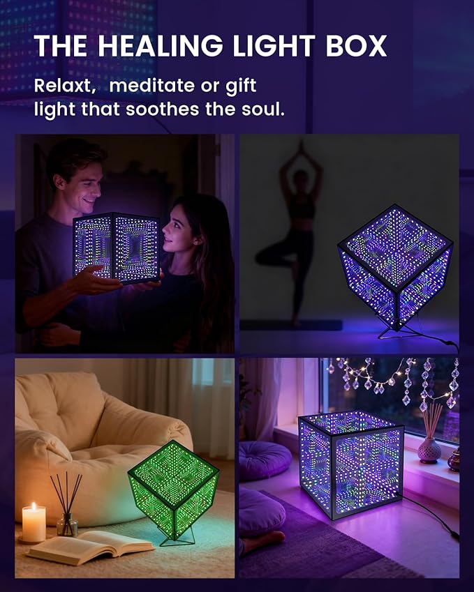 Infinity Hyper Cube LED Table Light, Color-Changing Music-Sync APP-Controlled Ambient Light for Gaming, Party, Home (4Inches)