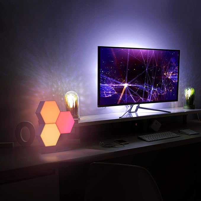 Yescom APP Control 6 Pack Smart LED Light Panels Hexagon Smarter Replacement Kit WiFi Smart LED Lamp Lighting Expansion 16 Million Colors Changing for DIY Gaming Party Decor