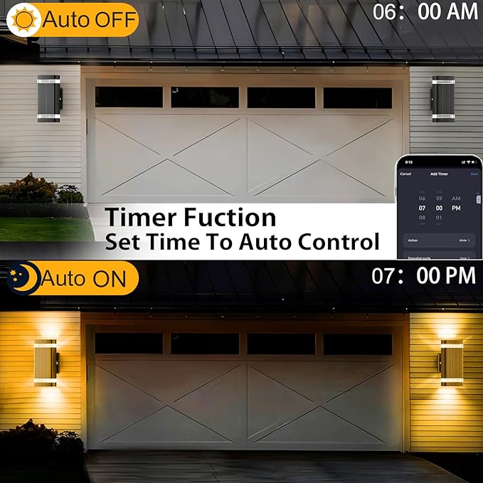 Modern RGB+CCT Outdoor Wall Lights-Dimmable 2700-6500K Up and Down Lights,RGB Color Changing, App & Voice Control, No Hub Required, Exterior Lighting Fixture for House Doorway, Garage, Patio
