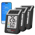 BaldrTherm Bluetooth Thermometer Wireless, Smart Thermometer with App Control, 200ft Coverage, Offline Storage, Trend Charts, Real-Time Alerts for Home, Pet Cage, Indoor/Outdoor Use, Black, 3pack