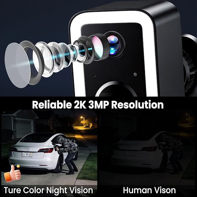 2026 Upgraded 2K Security Cameras Wireless Outdoor, AI Motion Detection & Spotlight Siren Alarm, Outside Battery Powered Camera for Home Security, Full-Color Night Vision, Support WiFi 5G & 2.4G