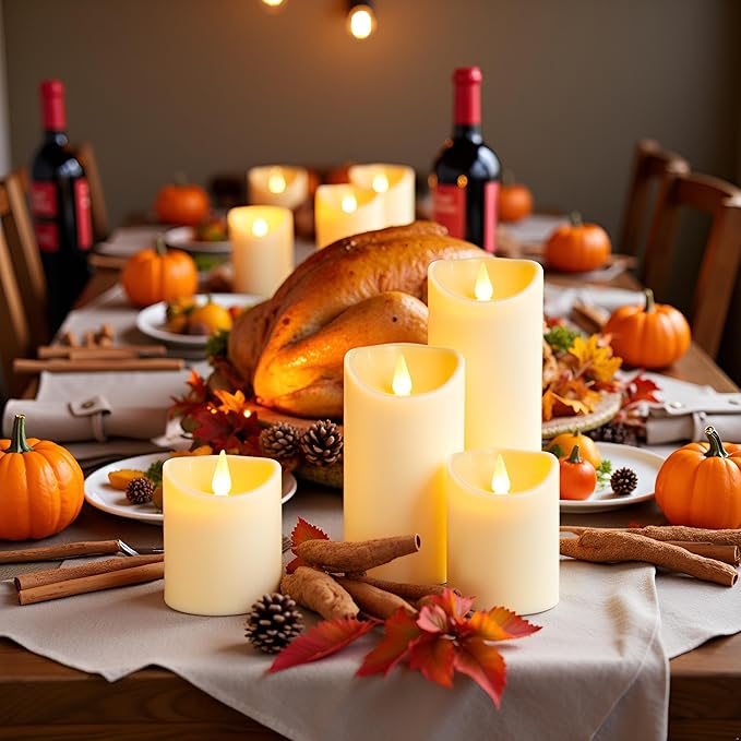 LEOSAN led Flameless Candles Outdoor Indoor Battery Operated Flickering Candles with Remote Timers, Won't Melt, Ivory Plastic D3 xH4 5" 6" for Halloween, Party, Valentine's Day, Wedding (18 pcs)