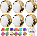 HELPLEX LED Puck Lights with Remote, 6 Pack Color Changing RGBW Stick-On Light, Battery Powered, Dimmable Under Cabinet Lighting with Timer & Memory, Wireless Push Lights for Kitchen & Closet, Gold