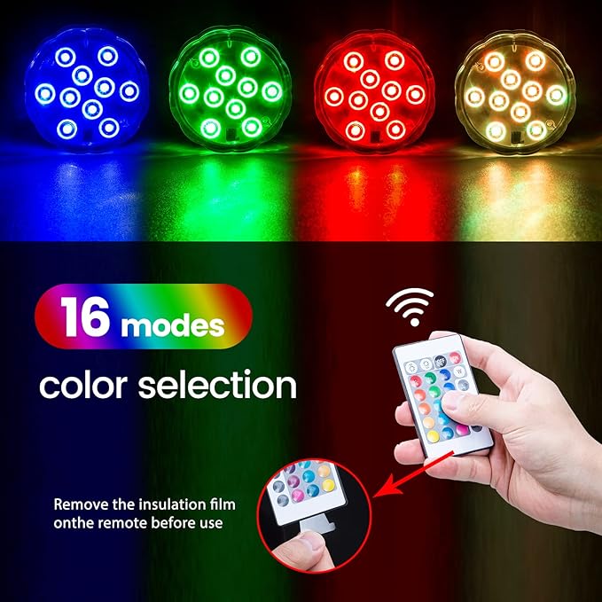 Bathroom Vanity Lights Wireless, Battery Powered Operated Waterproof Led Light for Shower Spa Bath Room Over Mirror Wall Ceiling Light, Remote Control Multi Color Changing, RGB, 2PCS