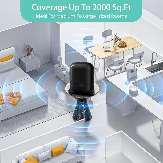 2026 Upgraded 2000 Sq.Ft Coverage HVAC Waterless Essential Oil Diffuser with Bluetooth Control, 400ML Smart Scent Air Machine for Home, Hotel, Whole House, Cold Air Tech (No Oils) Black