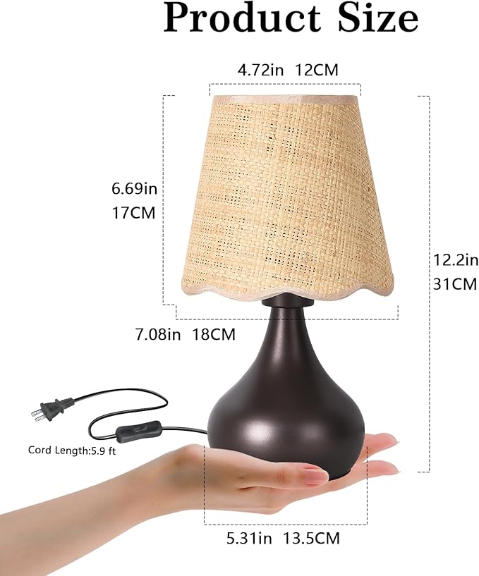 Oil Rubbed Bronze Small Table Lamp for Bedside, Farmhouse Bedroom Lamps for Nightstand, Vintage Small Table Lamps for Small Spaces for Bedroom, Kitchen Counter, End of Table, Office