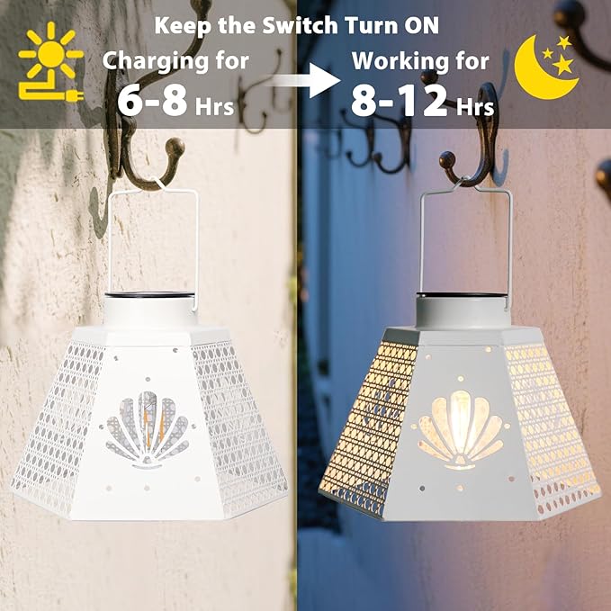 Afirst Solar Lanterns Outdoor, Hanging Solar Lights Hollow Out Waterproof Decorative LED Lanterns for Yard, Patio,Lawn,Pathway,Garden Decor Mother's Day Gifts