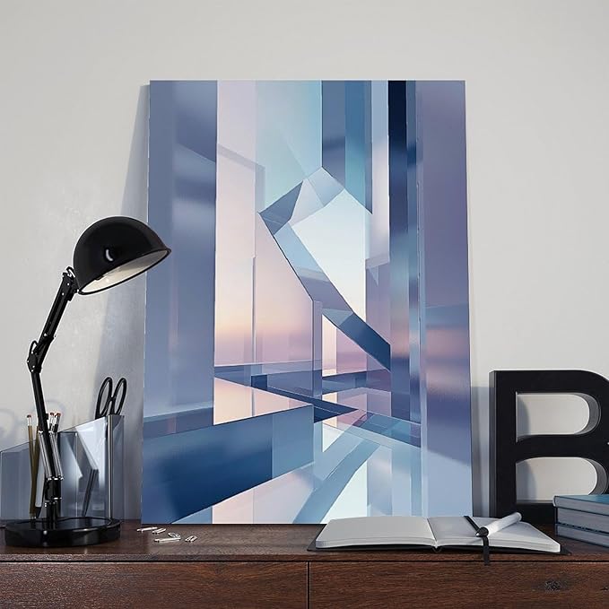 Futuristic Minimalist Wall Art – Abstract Digital Geometry Print – Modern Tech-Inspired Home Decor for Office & Living Room Art Wall Decoration Poster Family Bar Restaurant Garage Cafe Art Sign Gift 2