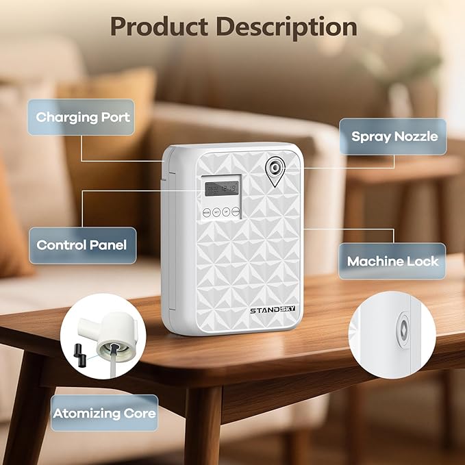 Waterless Essential Oil Diffuser, Hotel Scent Diffuser, Essential Oil Diffuser Large Room Up to 3000 Sq.Ft, 500mL Capacity Home Diffusers for Large Home, Whole House Air Freshener (White)