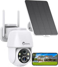 2K Solar Security Camera Wireless Outdoor,2.4G WiFi & 360˚ PTZ Battery Camera,Color Night Vision, AI/PIR Motion Detection,2-Way Audio,IP66 Waterproof,Alexa/Google Assistant,SD/Cloud Storage
