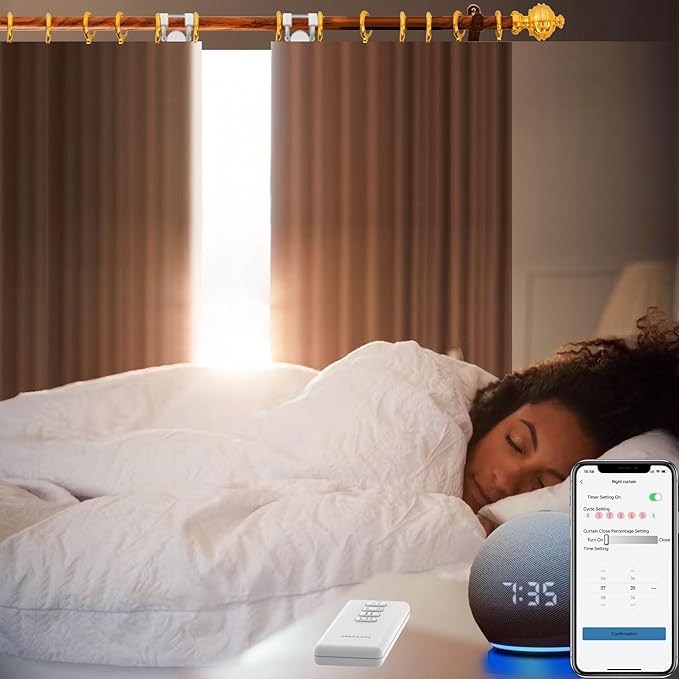 -2 Pack Automatic Curtain Opener Robot - Smart Curtains Home Device with Remote Control, Timer Switch, Voice Control, Manual Control Remote Control Version