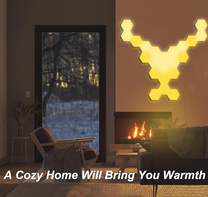 Hexagon Gaming Lights Remote Controlled, RGB LED Wall Lights Touch-Sensitive DIY Geometric Modular Light Panels with Stand, Infinitely Splicing for Gaming Living Room Bedroom TV Decor, 7 Pack