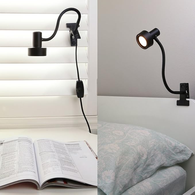 O’Bright Luxor - Dimmable LED Desk Lamp with Gooseneck (Black-Clip on)