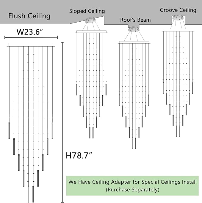 W24 x H78 Crystal Glam Chandelier Long Light Chandeliers with Dimmable Light Bulbs High Ceiling Light Fixtures for Foyer Entryway Living Room Stair Silver