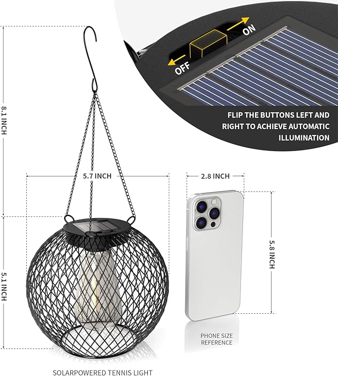 Modern Solar Mesh Globe Pendant Lights, Black Metal Hanging Spherical Lanterns with Edison Bulbs, Chain-Mounted, Indoor Outdoor (Black-4-Pack)