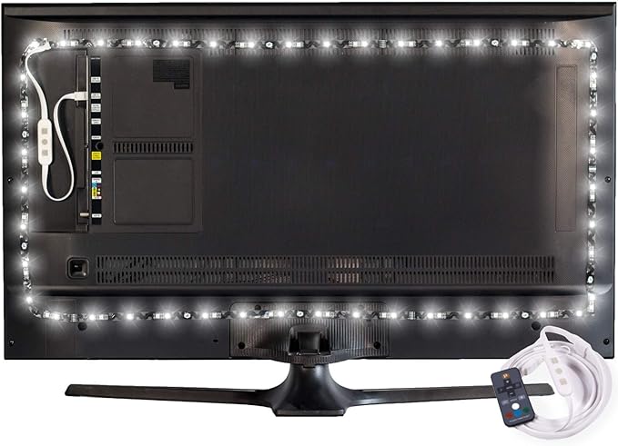 Power Practical LED Strip Lights Backlight, USB Light Strips w/Remote for 15 Ambient Color Bias Lighting Options & 10 Brightness Modes, for TV/Computer Decor/Indoor Use, Size (60"-80" TV)