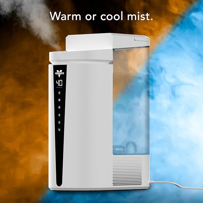 Vornado MISTIC 6 Whole Room Ultrasonic Humidifier, Top-Fill, Aromatherapy, 1.5-Gallon Tank, 3-Gallon Output, Warm or Cool Mist Humidifier, Automatic Humidity Control, Included Scent Pads