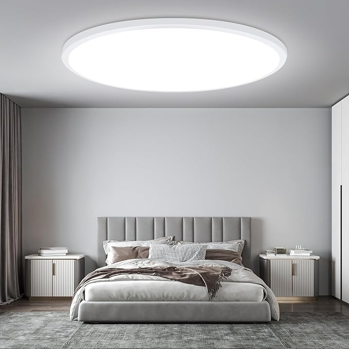 Brightever 15 Inch Large Flush Mount Ceiling Light Fixtures, 3800LM 3000W Equivalent, 2700K-6500K Selectable, 0.67 Inch Extremely Thin 30W Modern Dimmable Flat LED Ceiling Lights for Bedroom, 1 Pack