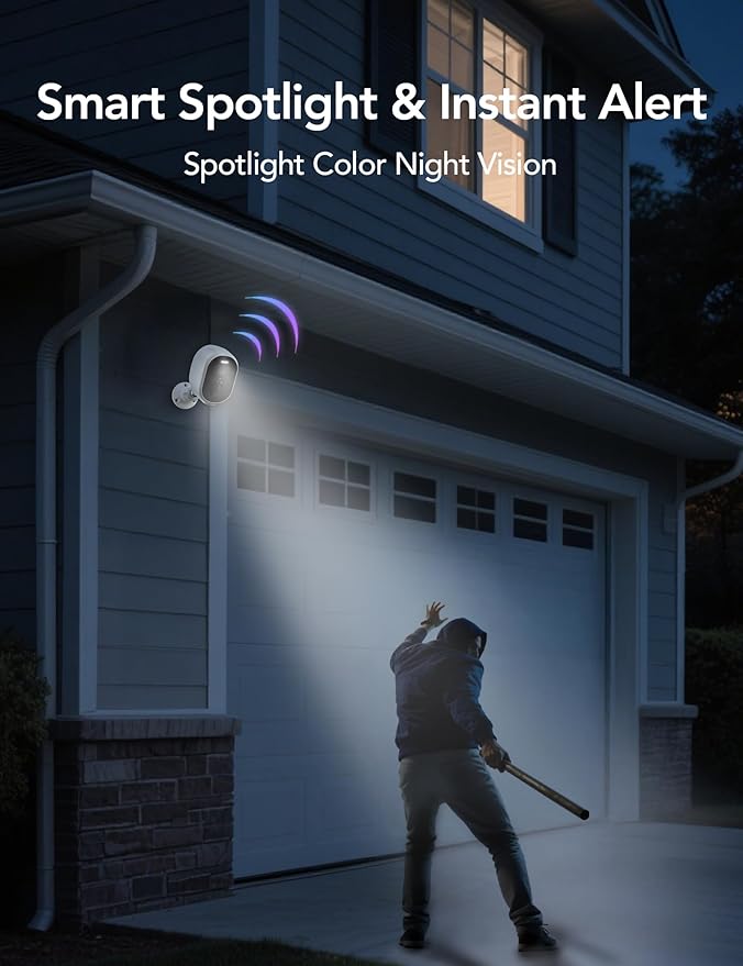 GNCC 2 Pack Solar Camera Outdoor Wireless, 5G & 2.4GHz WiFi, 2K Battery Cameras for Home Security, Color Night Vision, AI Detection, Siren Alarm, 2-Way Talk, Waterproof, Cloud Subscription/SD Storage