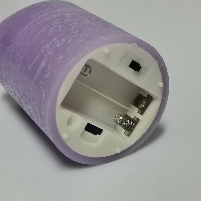 CANDLE CHOICE Real Wax Battery Operated Flameless Candles with Remote Automatic Daily Cycle Timer Realistic Flickering Electric LED Pillar Wedding Party Holiday Decoration 3 Pack Rustic Texture Purple