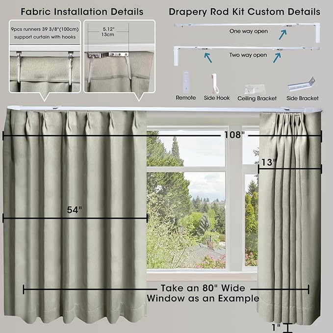 SmartWings Automatic Curtain Opener with Drapery, Motorized Vertical Blinds with Remote, Electric Closet Doors Sliding Panels Compatible with Alexa Google Homekit, 93% Blackout Light Khaki