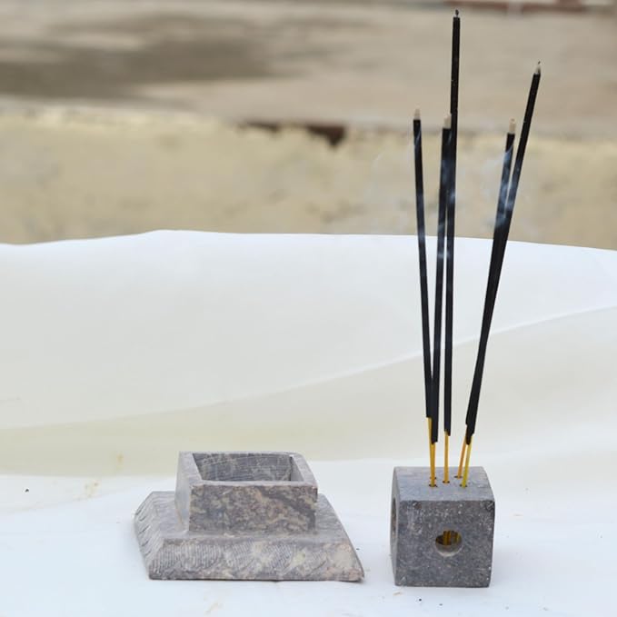 Handcrafted Soapstone Incense Tower and Candle Holder 11”inch Artistic Burner for Home Decor Gift, Spa & Relaxation | Elegant Tea Light Holder & Aroma Diffuser | Handcrafted Incense Stick Holder