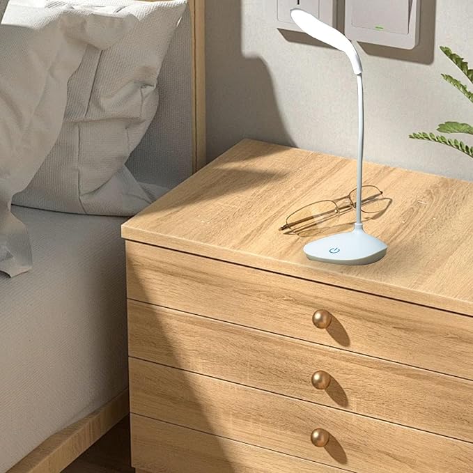 FTVOGUE LED Desk Lamp, Eye Caring Table Lamp with 3 Brightness Levels 3000K 6000K USB Powered Cordless Design for Home Office Study Reading Bedroom