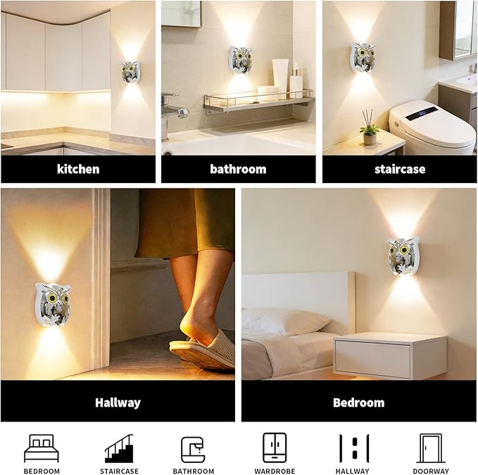 Motion Sensor Wall Light: 1200mAh Rechargeable Wall Sconce 2pcs Magnetic Stair Lights Indoor Wireless Wall Sconces Night Light for Bedroom Hallway Stairs Home Decor(Silver)