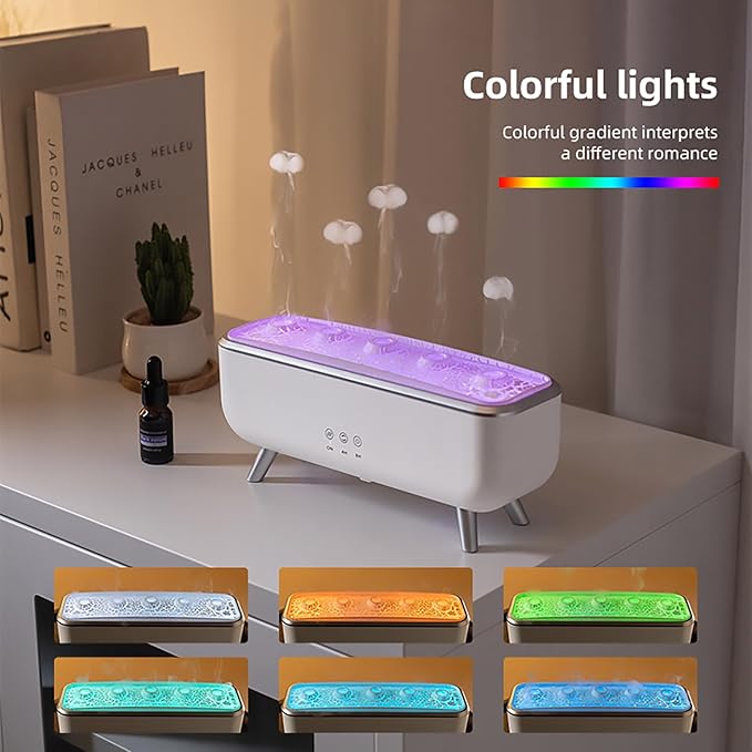 Jellyfish Oil Diffuser Humidifier,7-Color Gradient LED Lights,300ML Dynamic Sound Pickup Ultrasonic,Home Aromatherapy Diffusers,Remote Control Humidifier for Bedroom & Office
