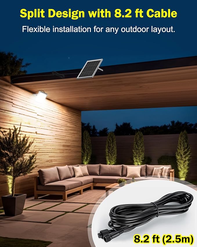 Outdoor Solar LED Flood Lights: Waterproof Security Patio Lights with Remote Control, 6500K Bright Illumination Dawn to Dusk Lighting for Fence, Yard, Backyard, Wall, House