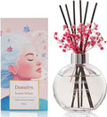 Flower Reed Diffuser Set 5.07oz White Peach & Oolong Scent Diffuser with Sticks Home Fragrance Reed Diffuser for Bathroom Shelf Decor